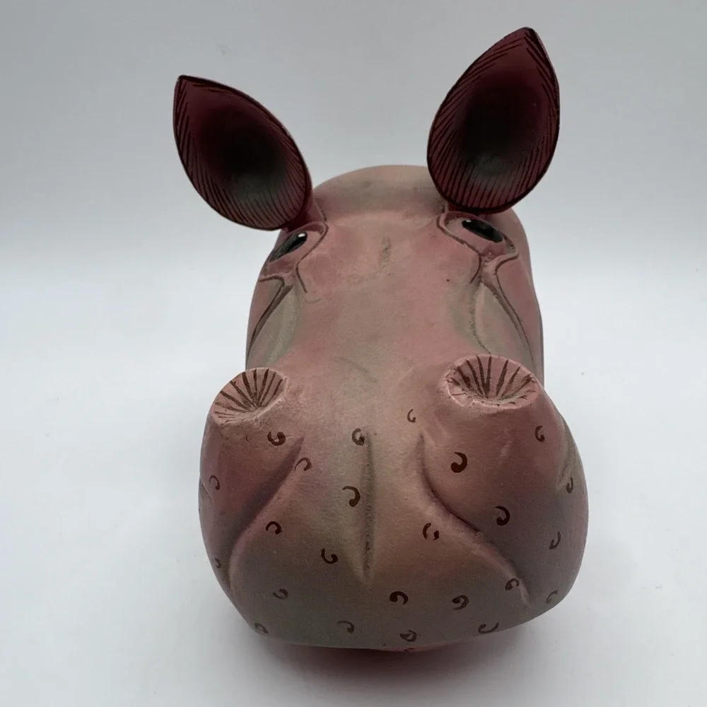 Hippo Head Wall Art Wooden Hanging House Hippopotamus Hand Carved‎ Home Decor